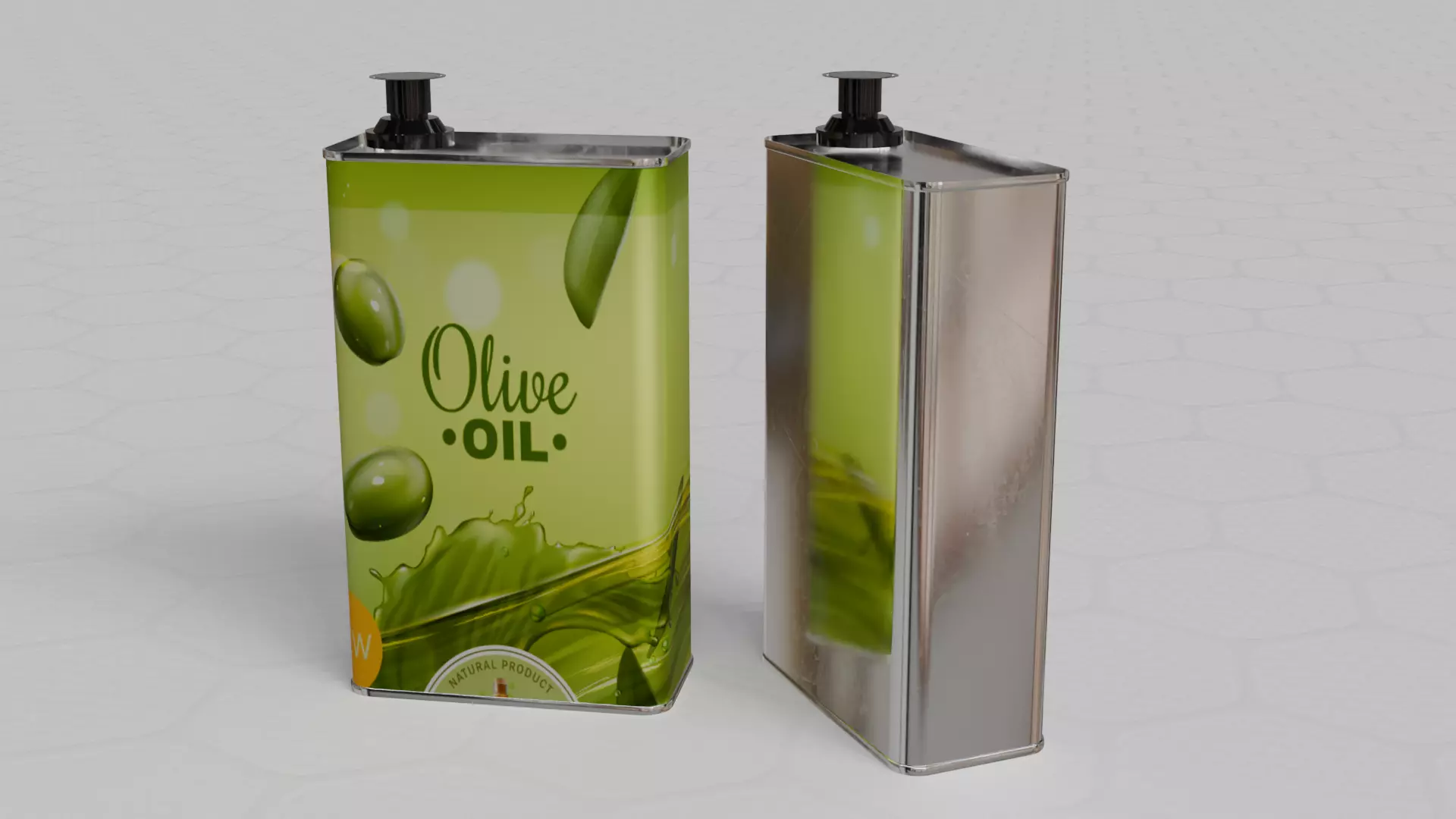 Square Aluminium Oil can tin 3D model_4