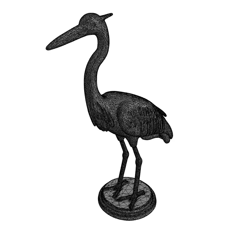 Golden Heron Bird Statue Decoration Low-poly 3D model_1