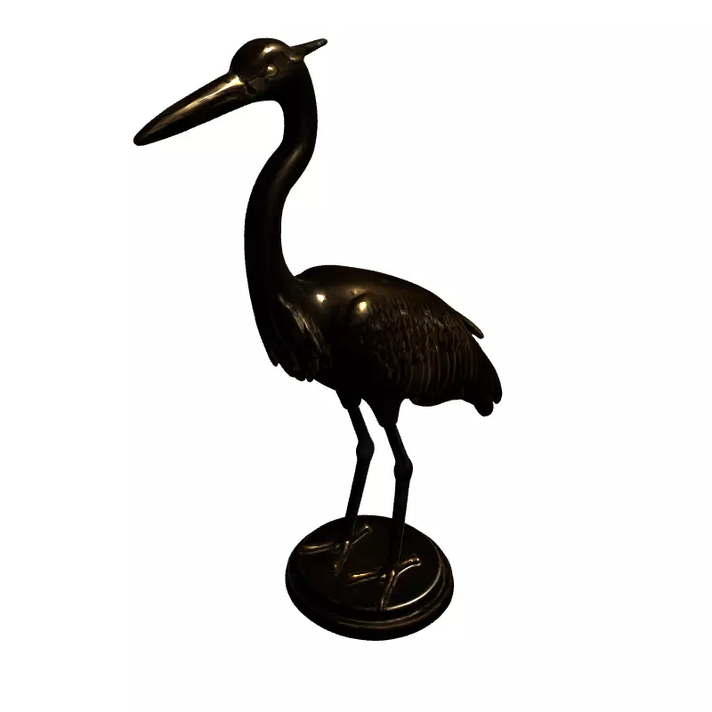 Golden Heron Bird Statue Decoration Low-poly 3D model_3