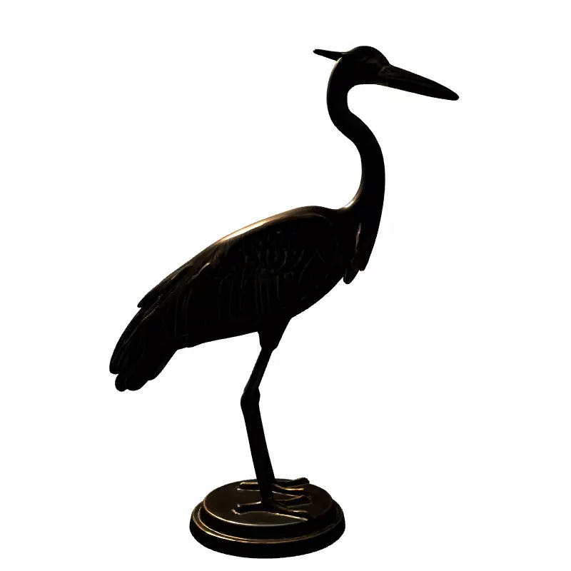 Golden Heron Bird Statue Decoration Low-poly 3D model_7