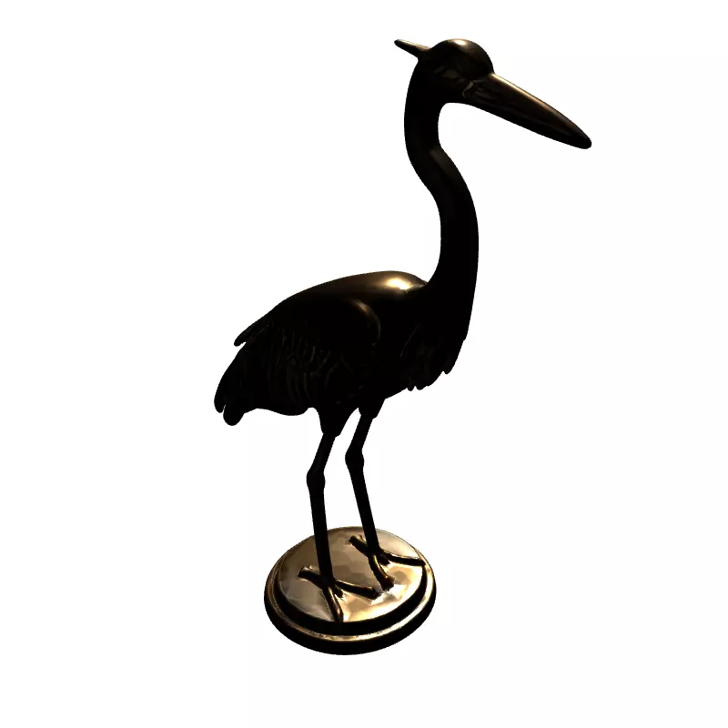 Golden Heron Bird Statue Decoration Low-poly 3D model_6