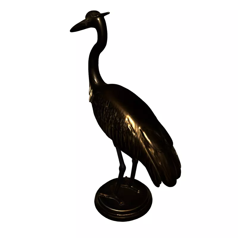 Golden Heron Bird Statue Decoration Low-poly 3D model_2