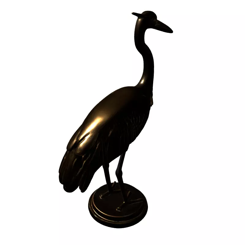 Golden Heron Bird Statue Decoration Low-poly 3D model_5