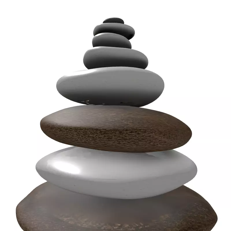 Zen Stone Stack Cairn Low-poly 3D model_7
