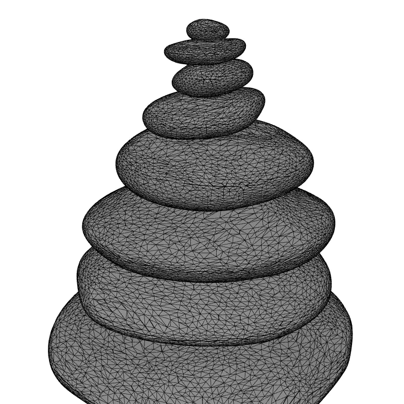 Zen Stone Stack Cairn Low-poly 3D model_9
