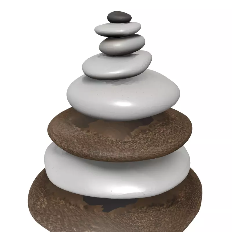 Zen Stone Stack Cairn Low-poly 3D model_2