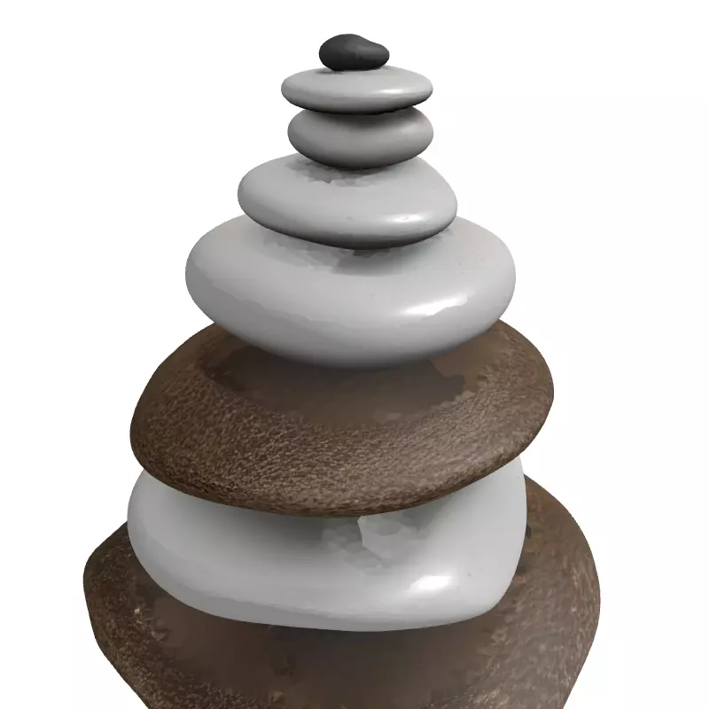 Zen Stone Stack Cairn Low-poly 3D model_3