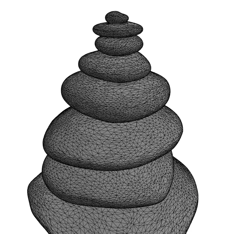 Zen Stone Stack Cairn Low-poly 3D model_1
