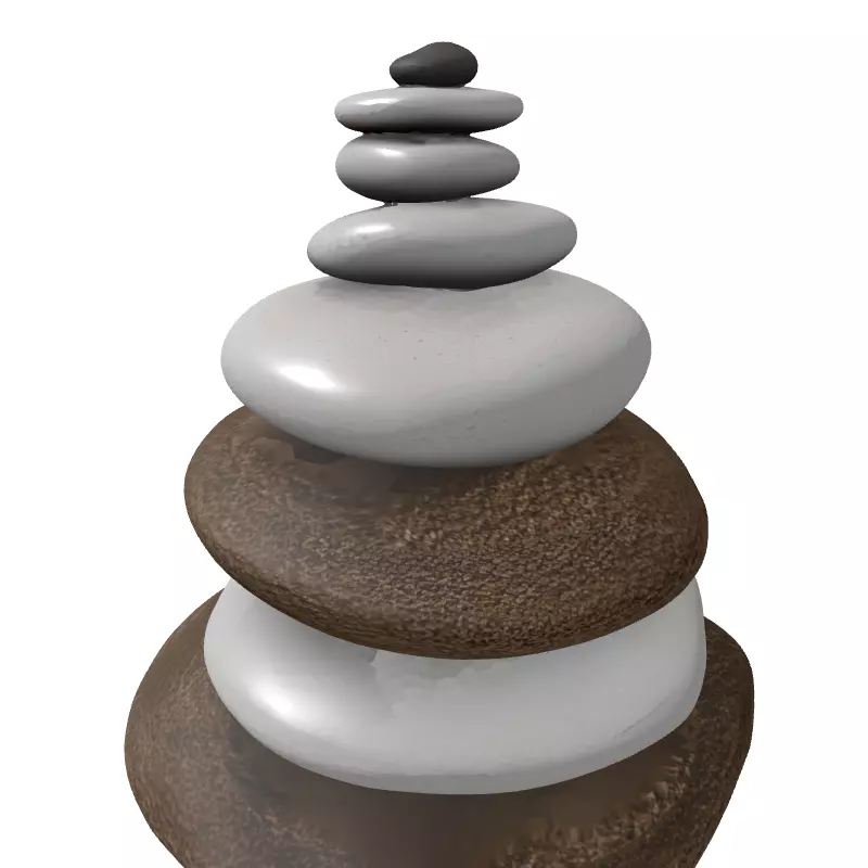 Zen Stone Stack Cairn Low-poly 3D model_5