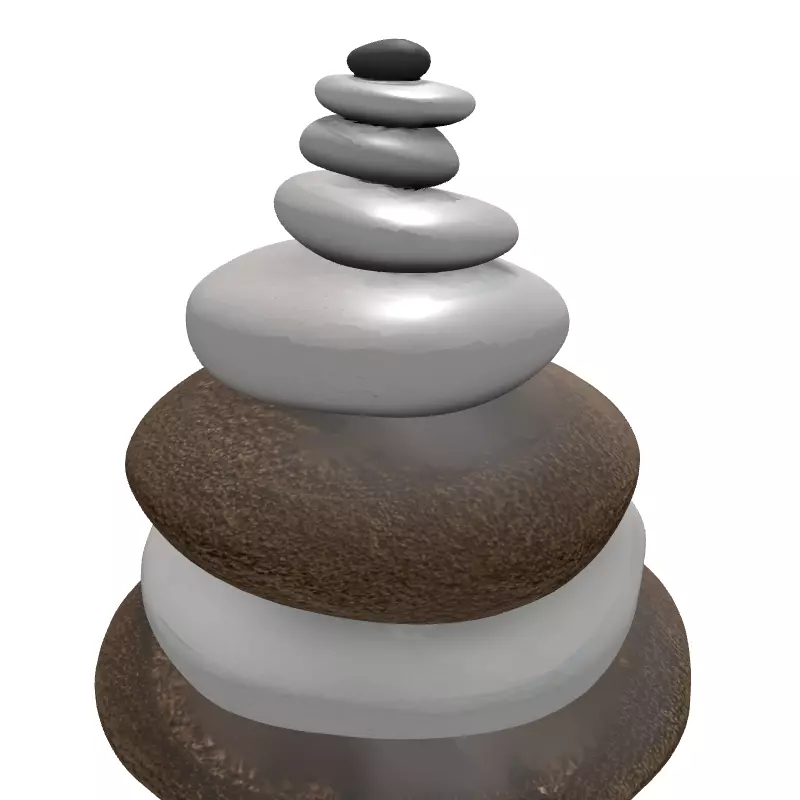 Zen Stone Stack Cairn Low-poly 3D model_6