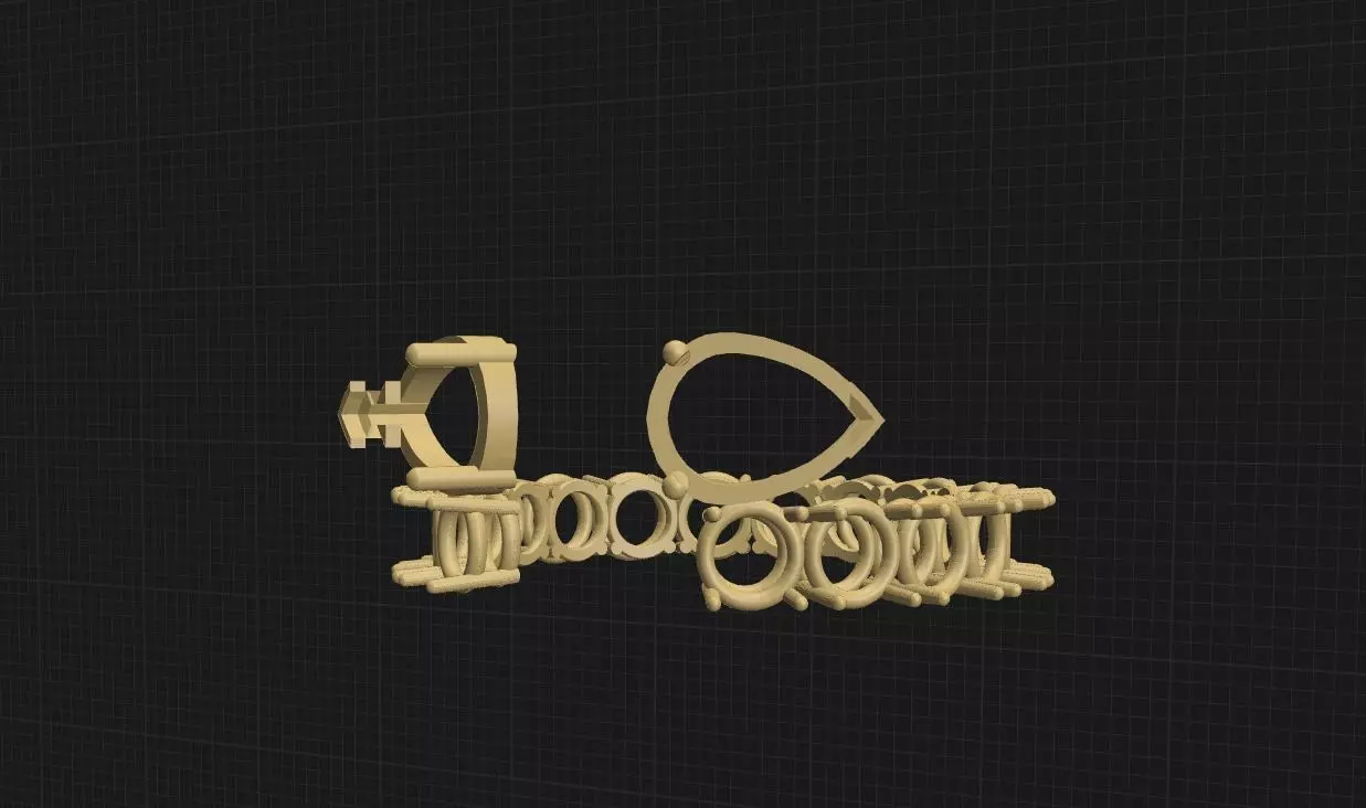 Open infinity ring with pears  3D print model_6