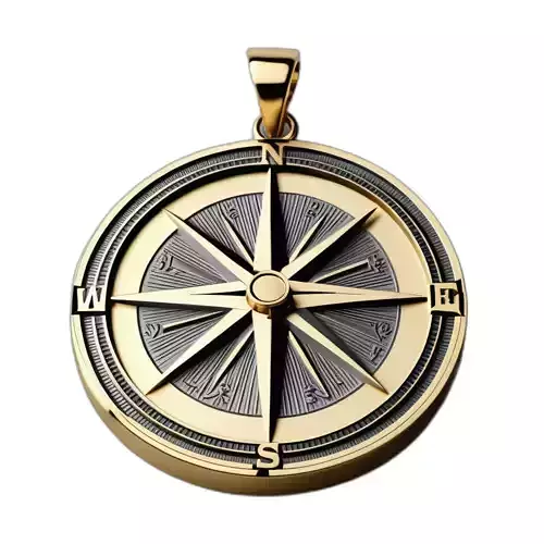 Golden Compass Rose Pendant Charm