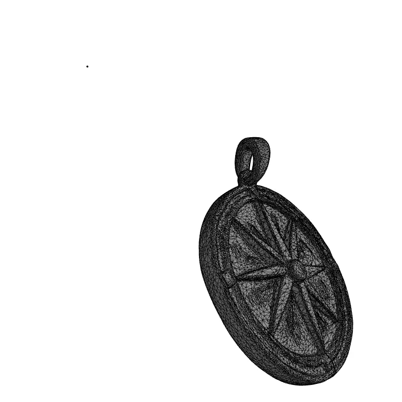 Golden Compass Rose Pendant Charm Low-poly 3D model_1