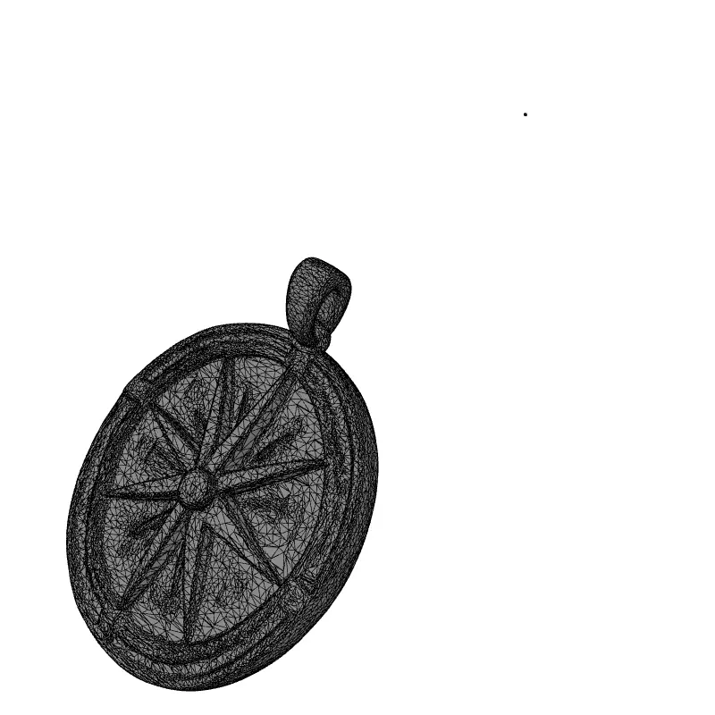 Golden Compass Rose Pendant Charm Low-poly 3D model_9