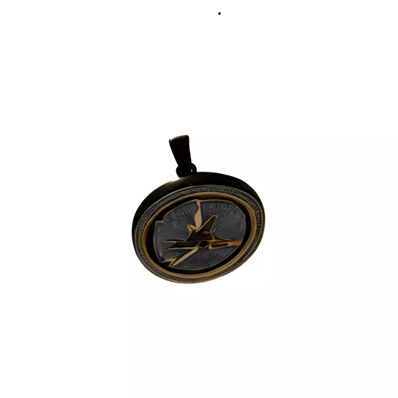 Golden Compass Rose Pendant Charm Low-poly 3D model_7