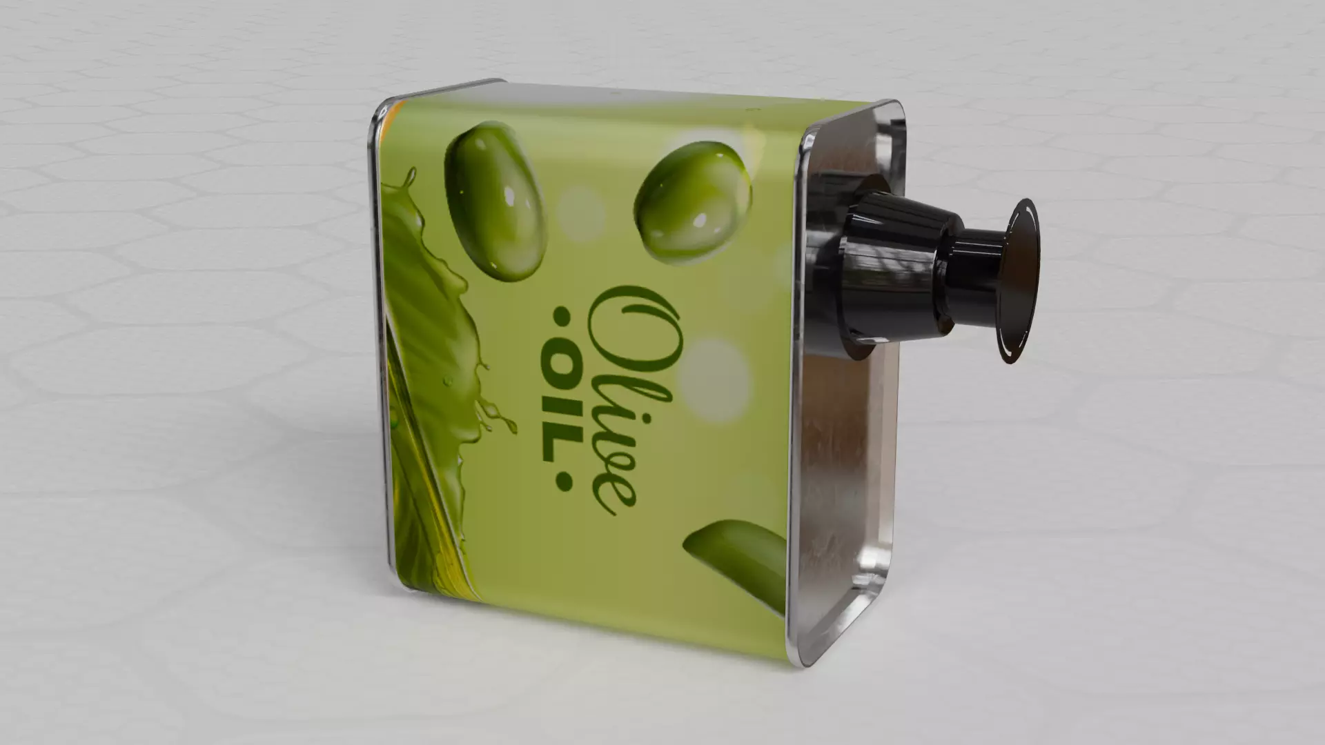 Square Aluminium Oil can tin 3D model_5