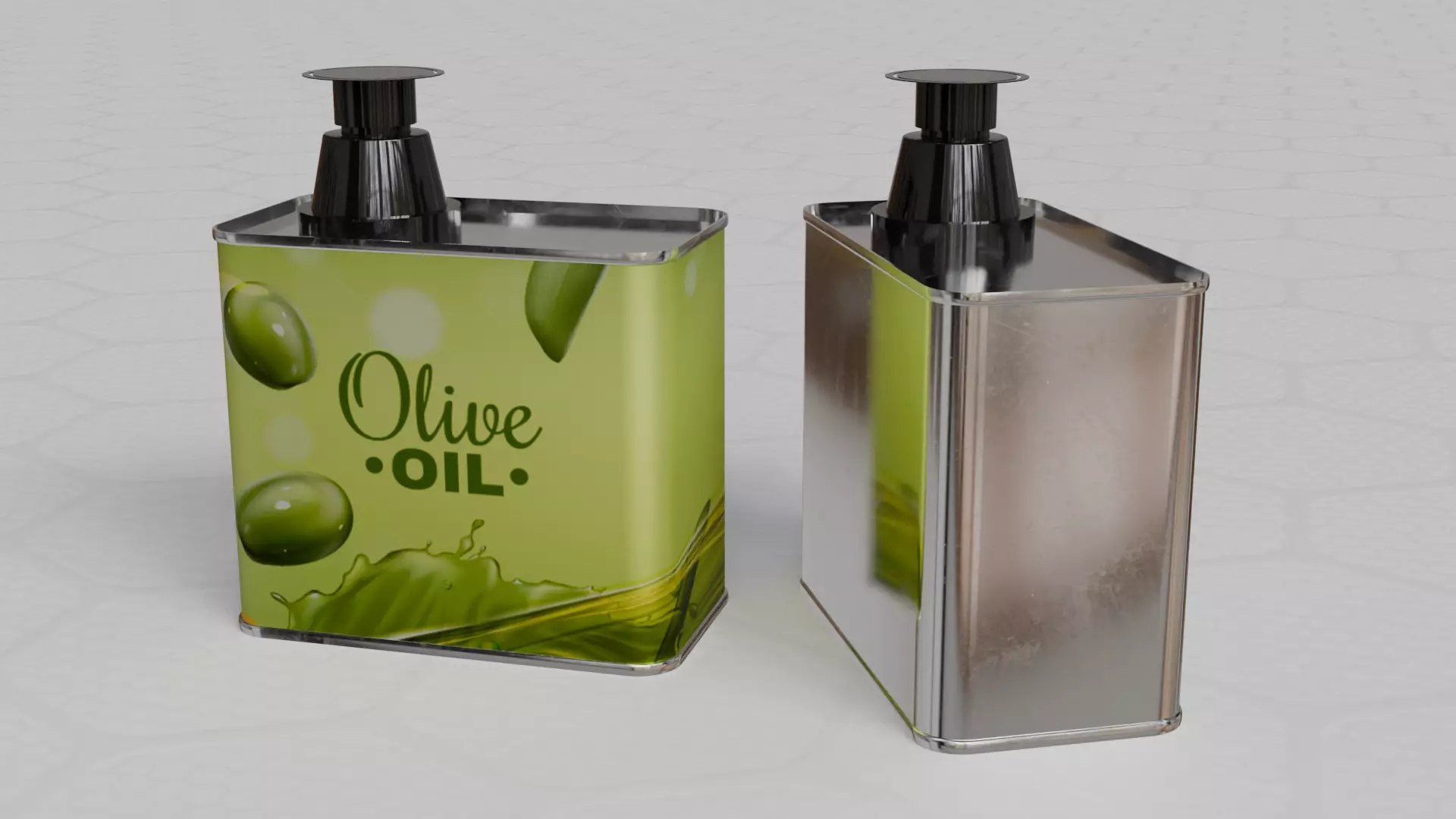 Square Aluminium Oil can tin 3D model_4