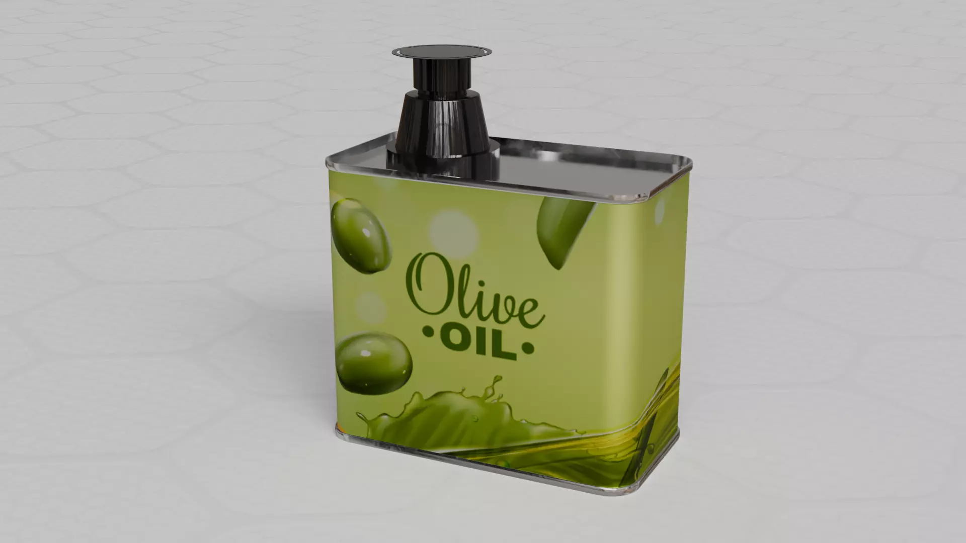 Square Aluminium Oil can tin 3D model_1