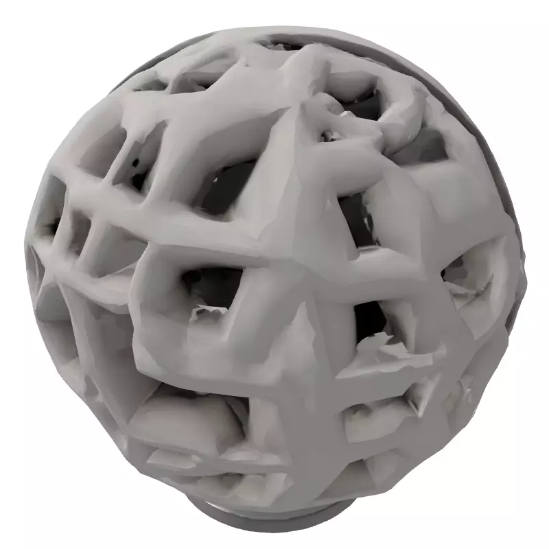 Modern Hexagonal Concrete Decorative Sphere Low-poly 3D model_5