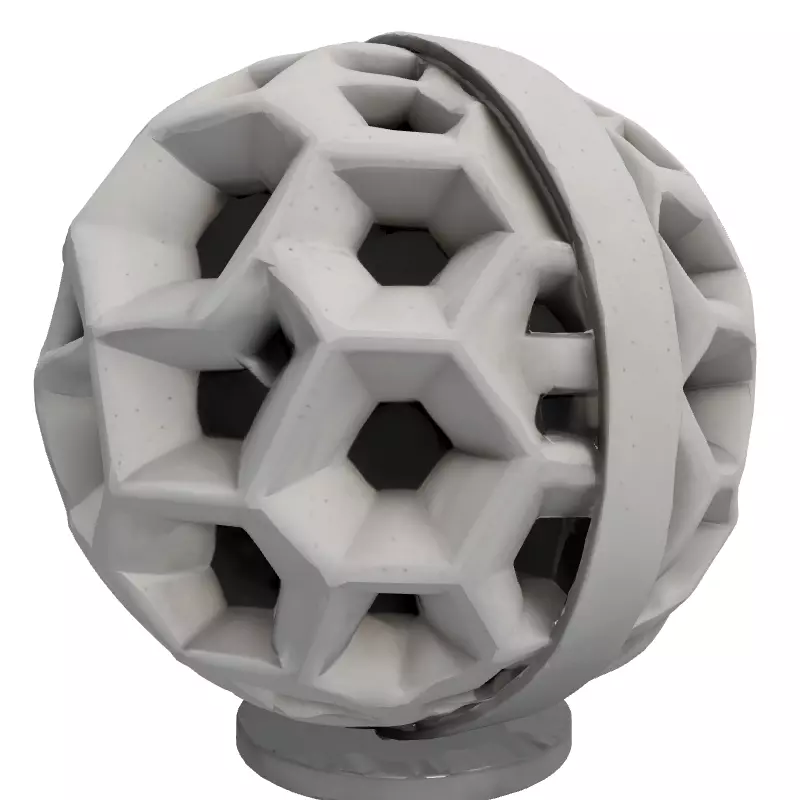 Modern Hexagonal Concrete Decorative Sphere Low-poly 3D model_4
