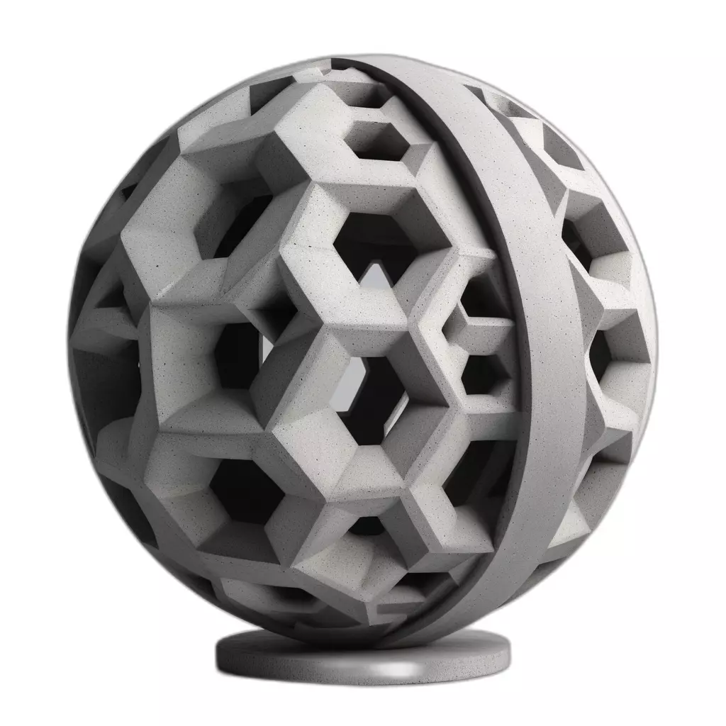 Modern Hexagonal Concrete Decorative Sphere Low-poly 3D model_0