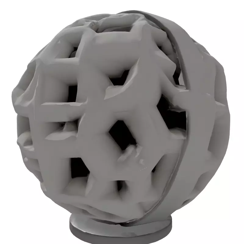 Modern Hexagonal Concrete Decorative Sphere Low-poly 3D model_7
