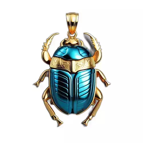 Egyptian Scarab Beetle Gold Pendant Low-poly 3D model