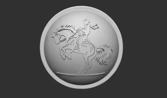 Cowboy with Horse Button 3D Printable Model