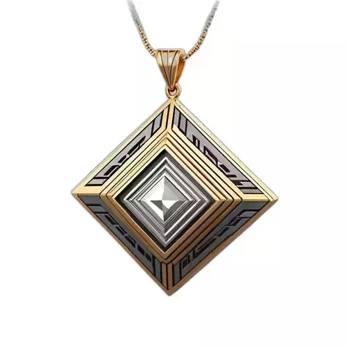 Elegant Gold Silver Art Deco Pendant