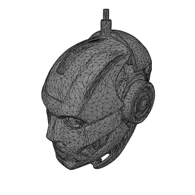 Futuristic SciFi Robot Head Model Low-poly 3D model_9