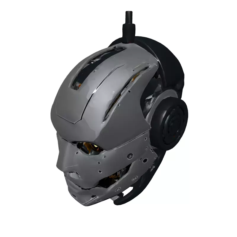 Futuristic SciFi Robot Head Model Low-poly 3D model_2