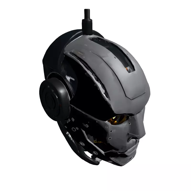 Futuristic SciFi Robot Head Model Low-poly 3D model_3