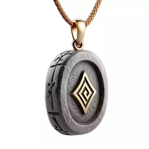 Fantasy Runic Stone Gold Amulet