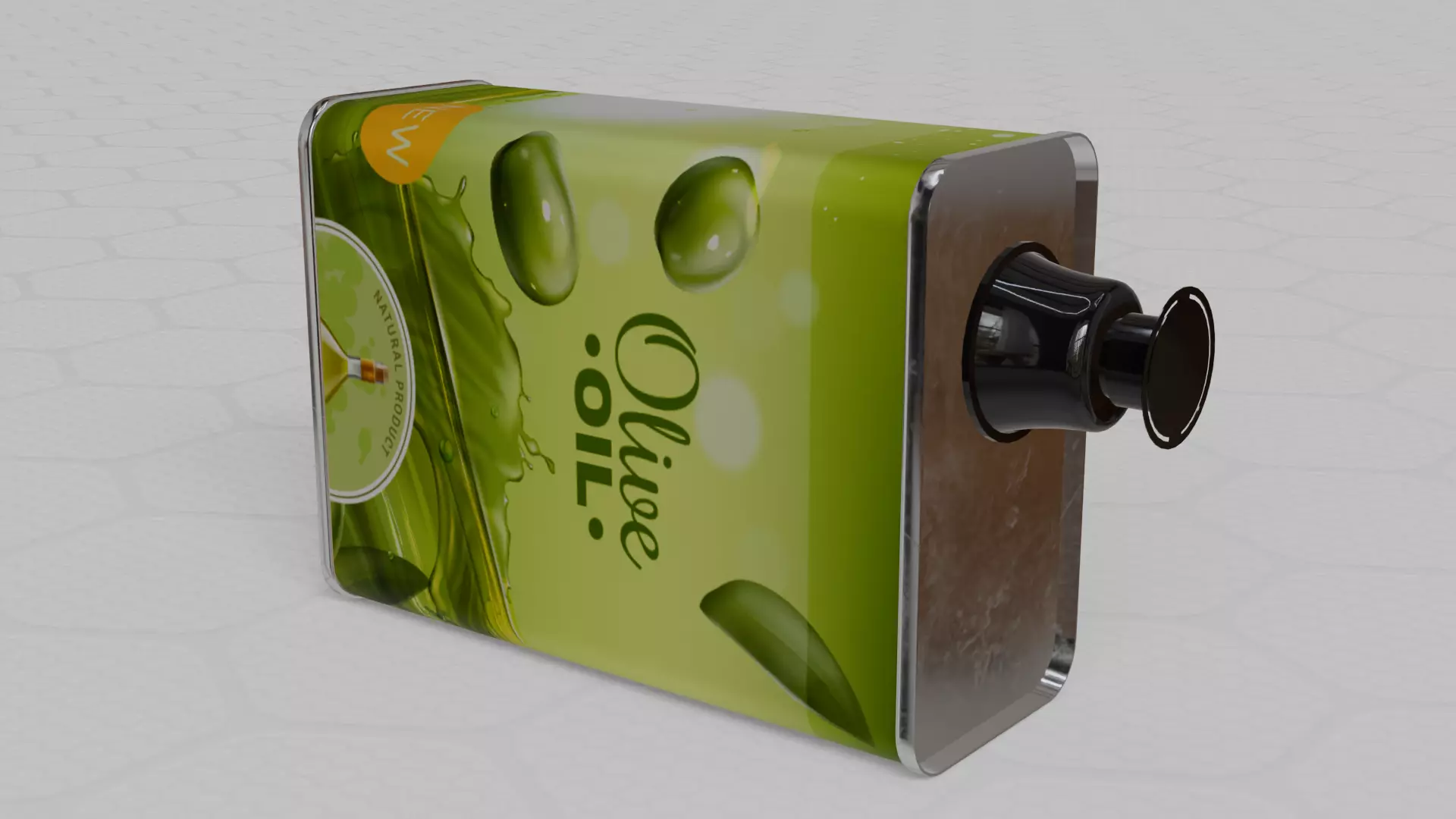 Square Aluminium Oil can tin 3D model_5