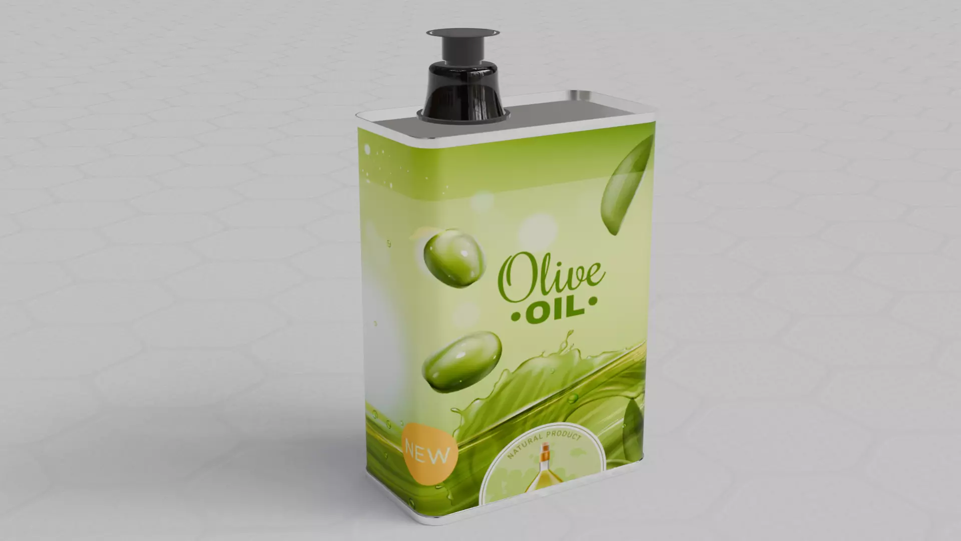 Square Aluminium Oil can tin 3D model_0