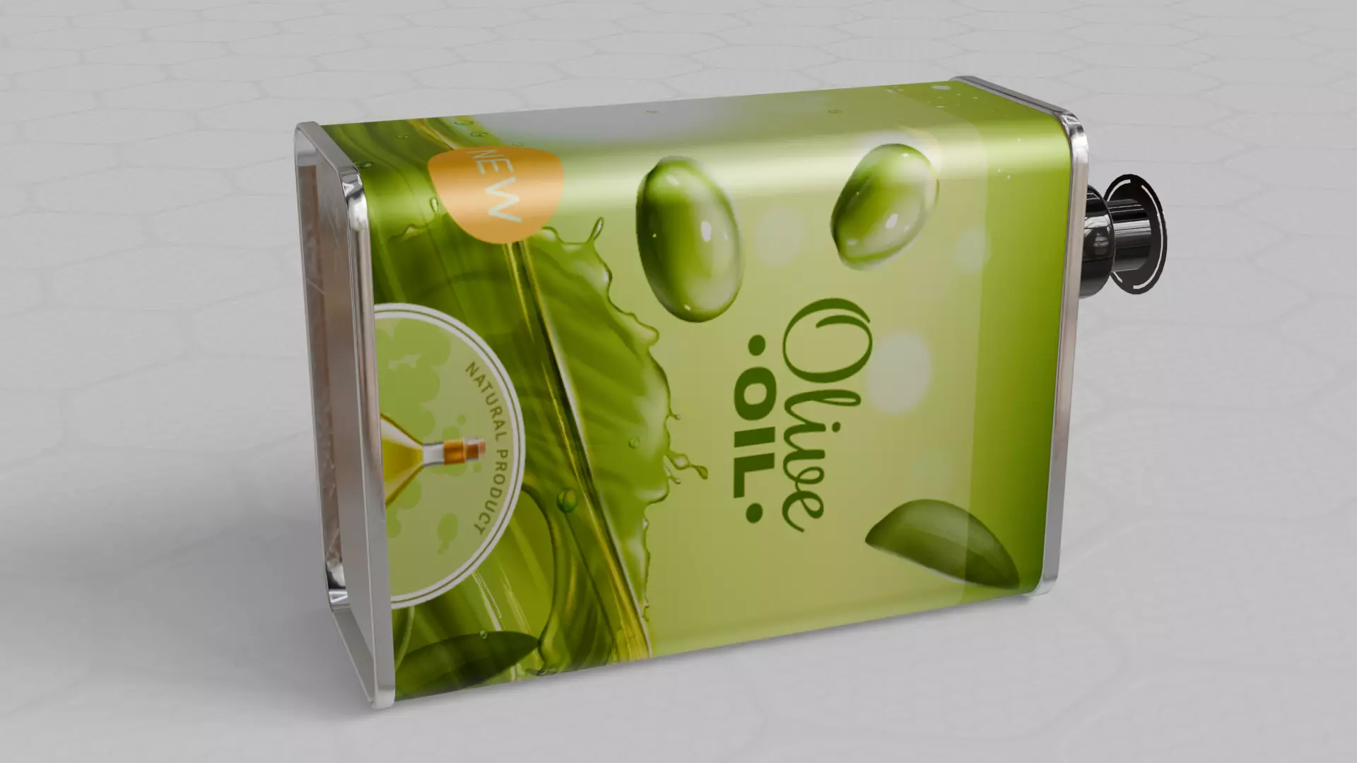 Square Aluminium Oil can tin 3D model_6