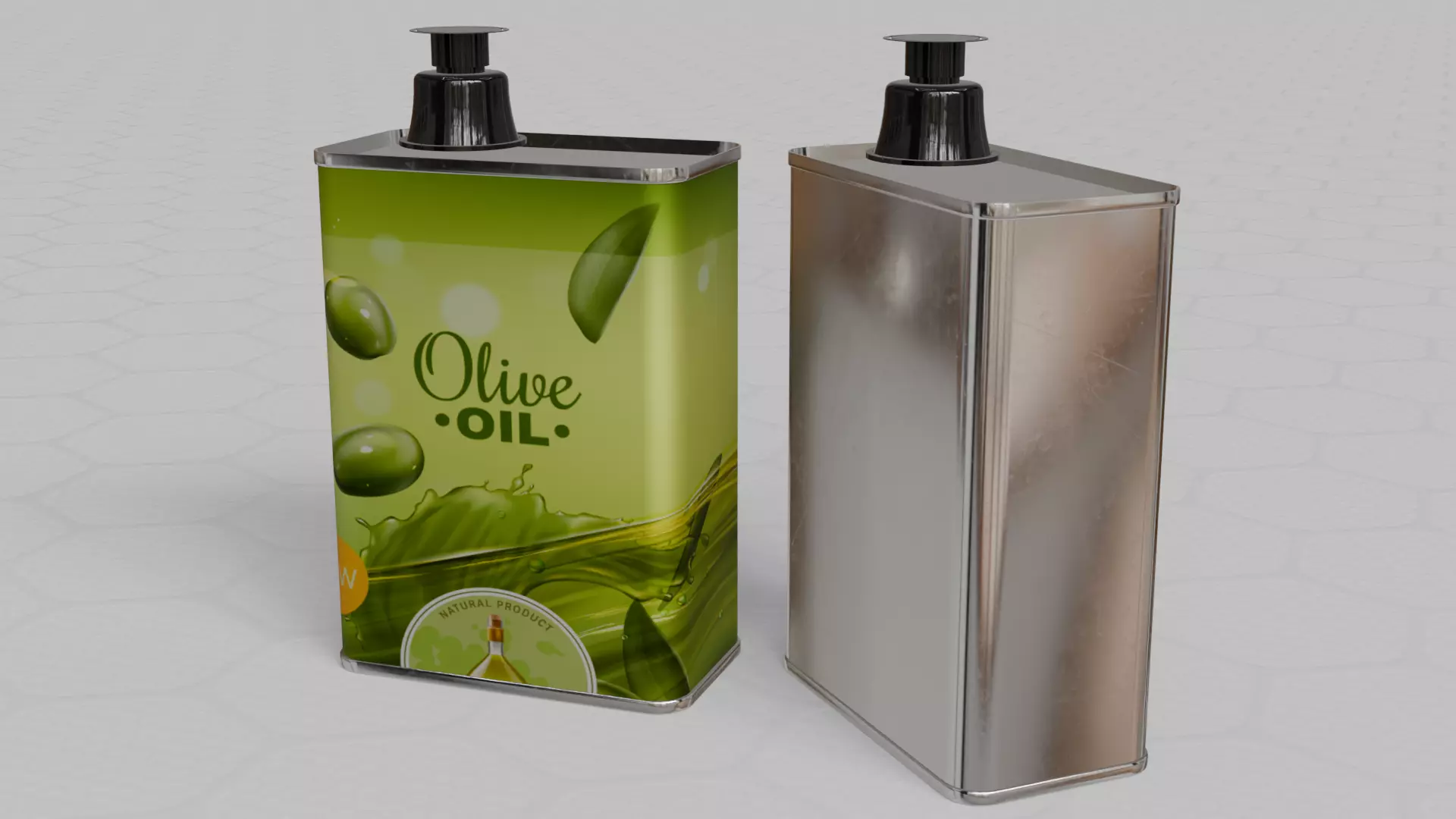 Square Aluminium Oil can tin 3D model_4