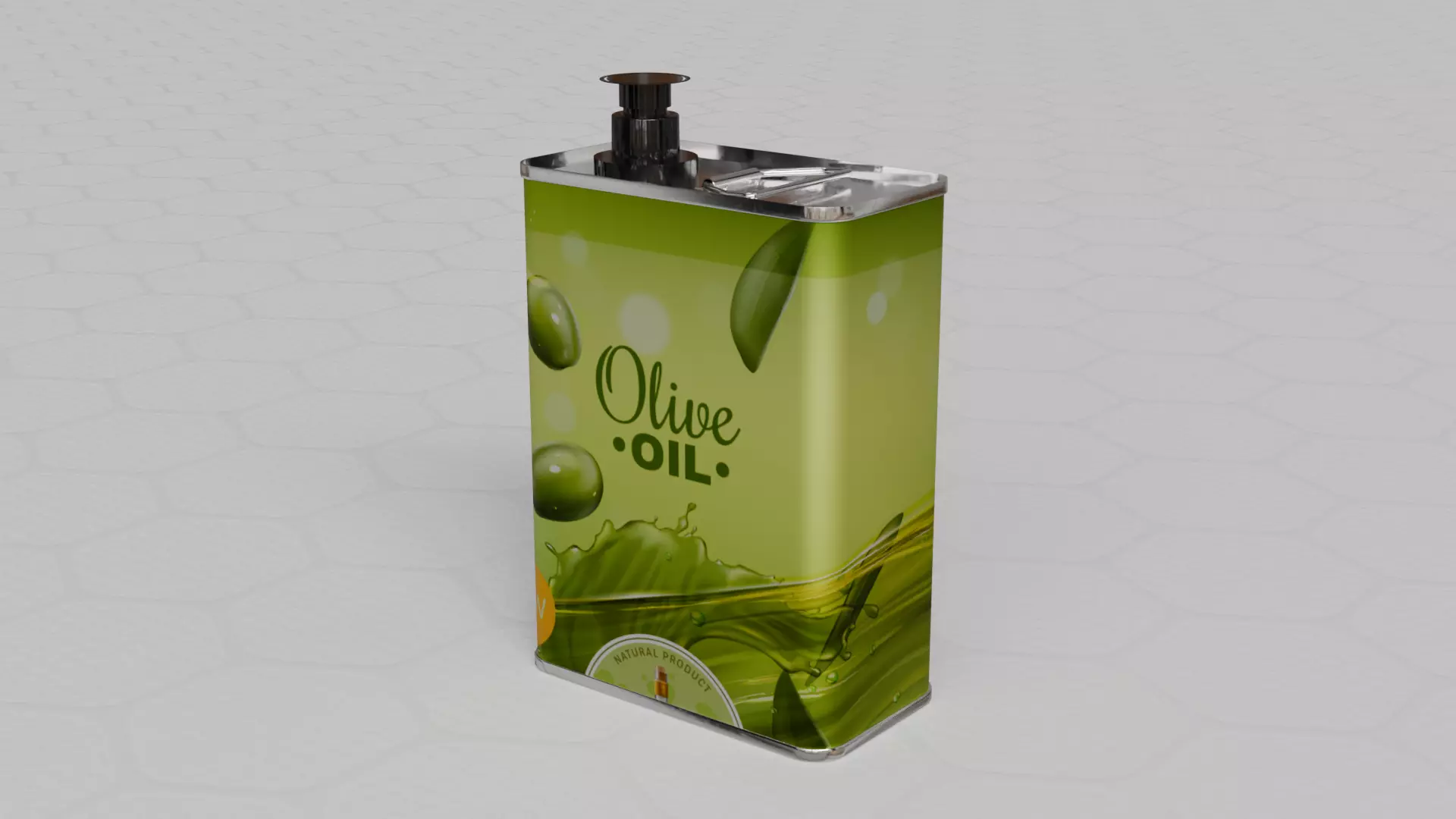 Square Aluminium Oil can tin 3D model_1