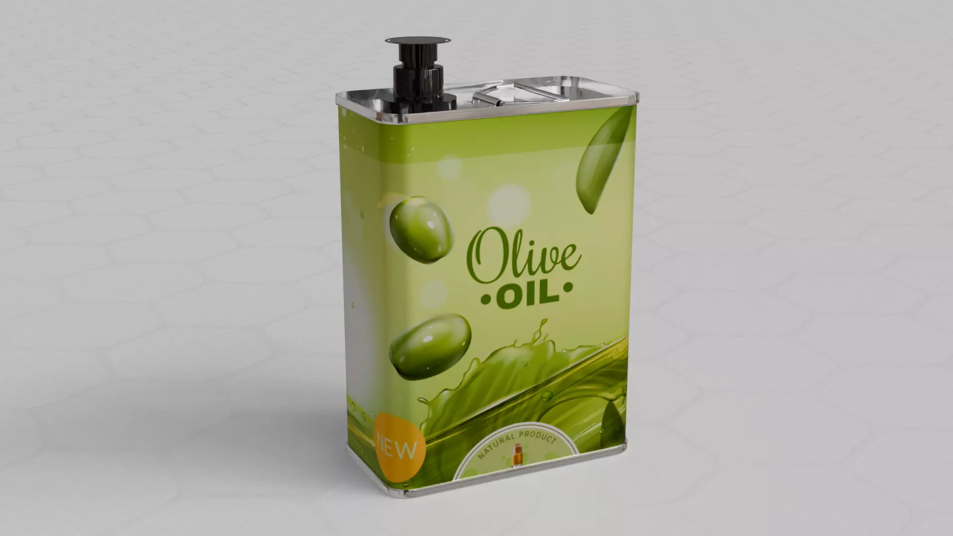 Square Aluminium Oil can tin 3D model_0