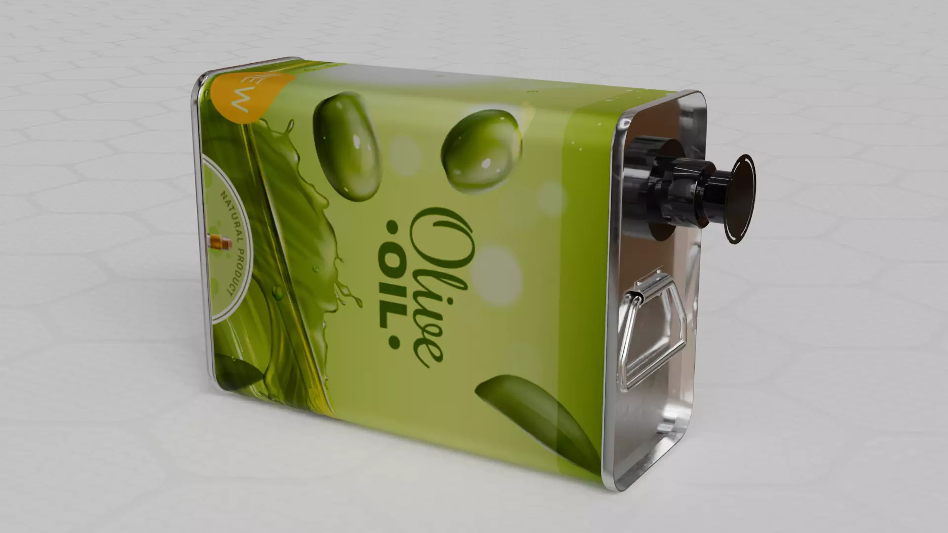 Square Aluminium Oil can tin 3D model_5