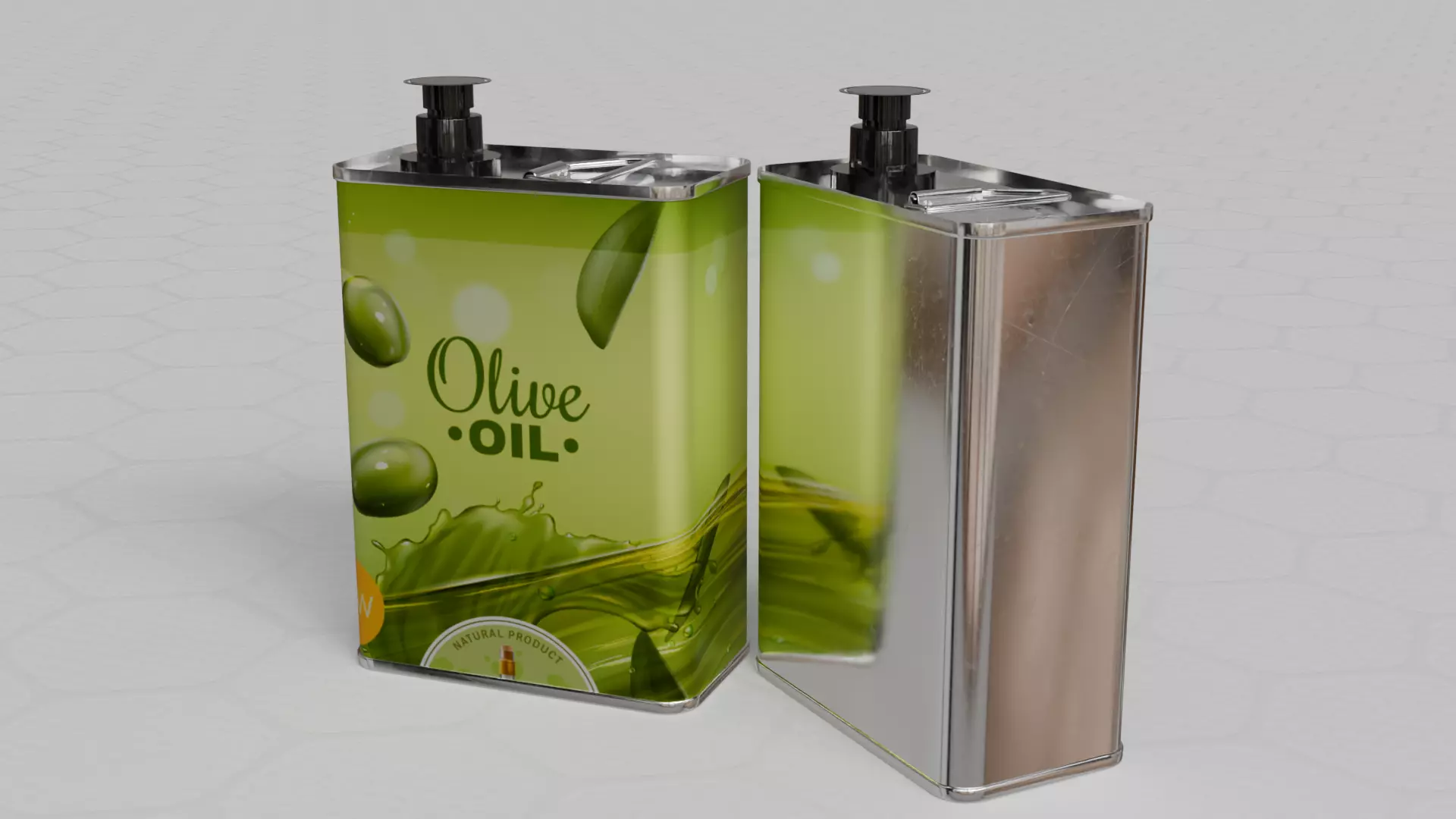 Square Aluminium Oil can tin 3D model_4