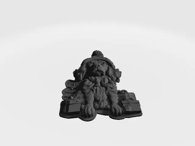 Christmas dog with gifts CNC 3D print model_2