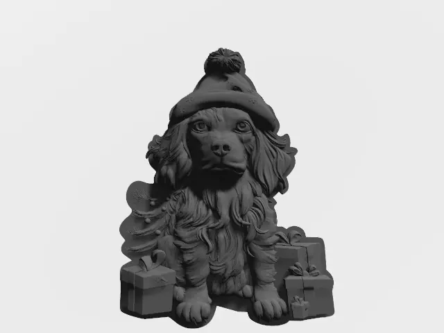 Christmas dog with gifts CNC 3D print model_4