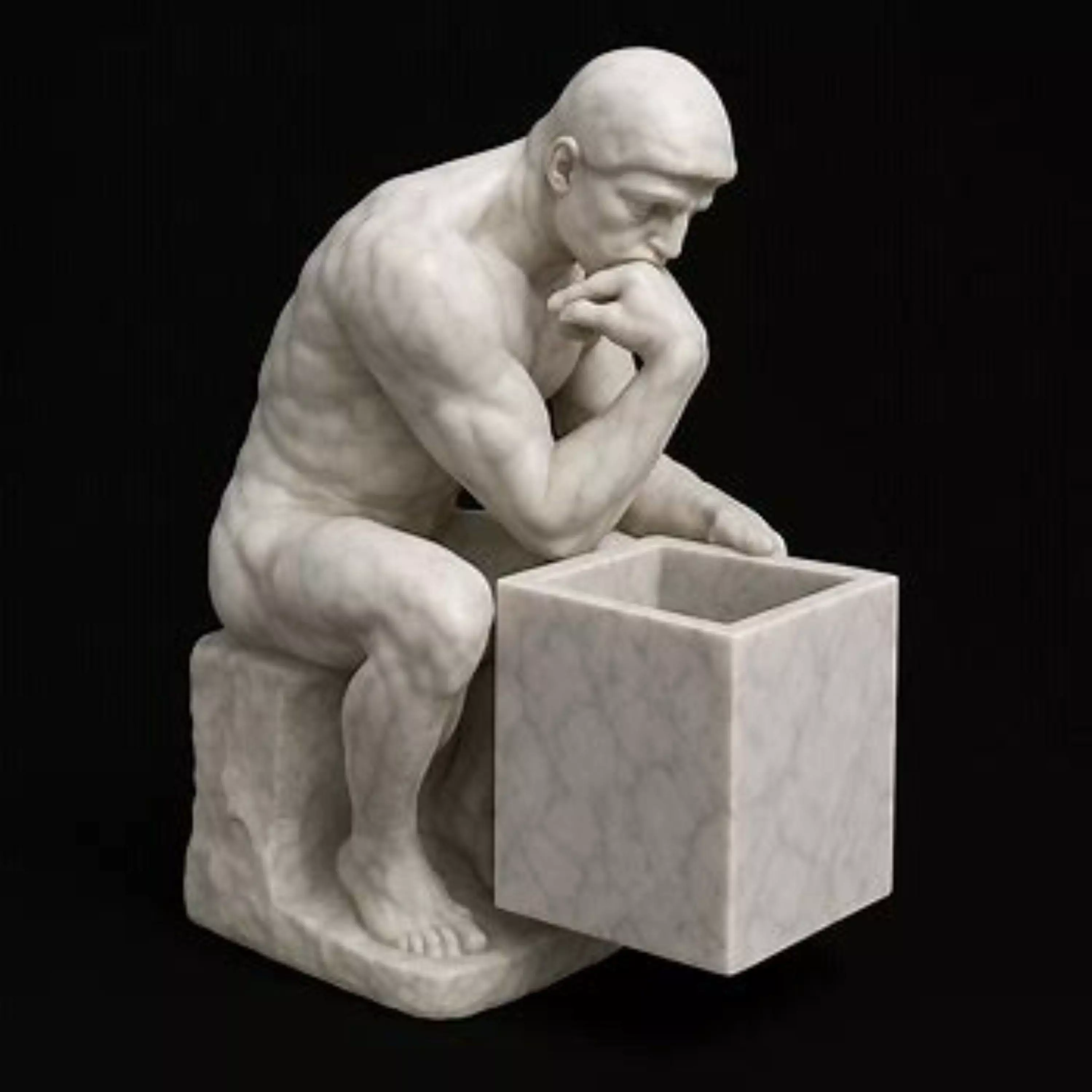 Timeless Thinker Marble Pen Holder Sculpture 3D print model_11