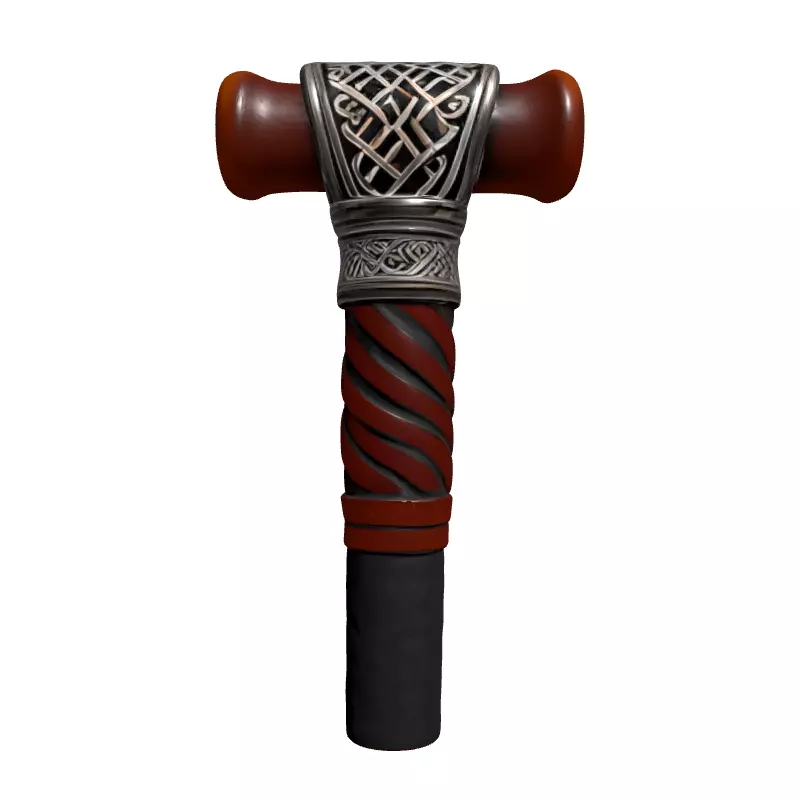 Ornate Celtic Staff Handle Low-poly 3D model_4