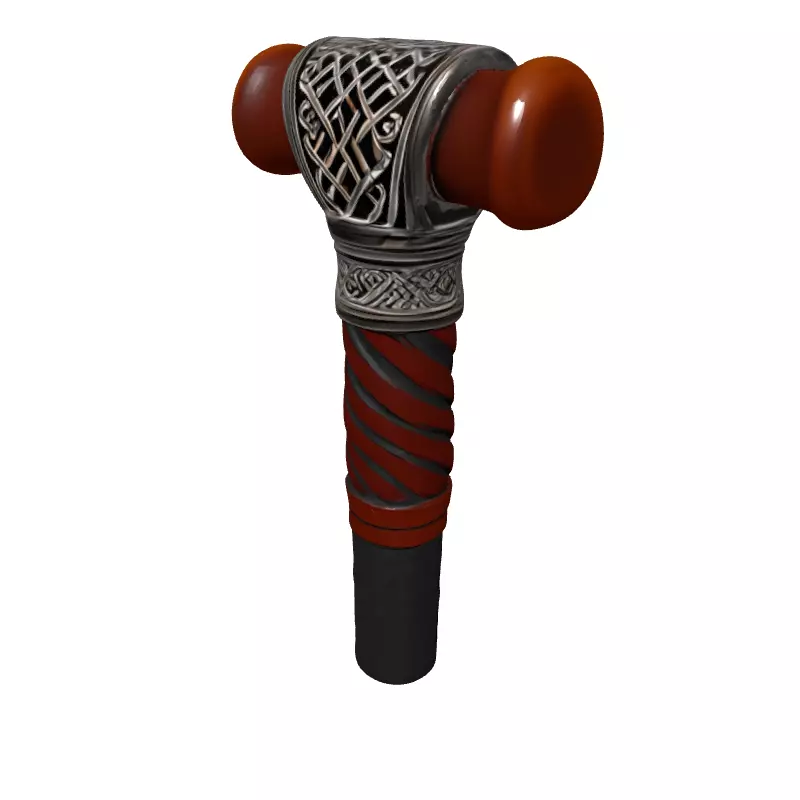 Ornate Celtic Staff Handle Low-poly 3D model_2