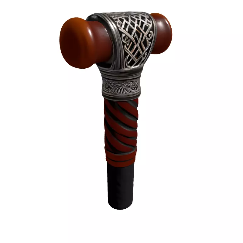 Ornate Celtic Staff Handle Low-poly 3D model_3