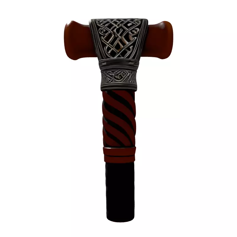 Ornate Celtic Staff Handle Low-poly 3D model_7