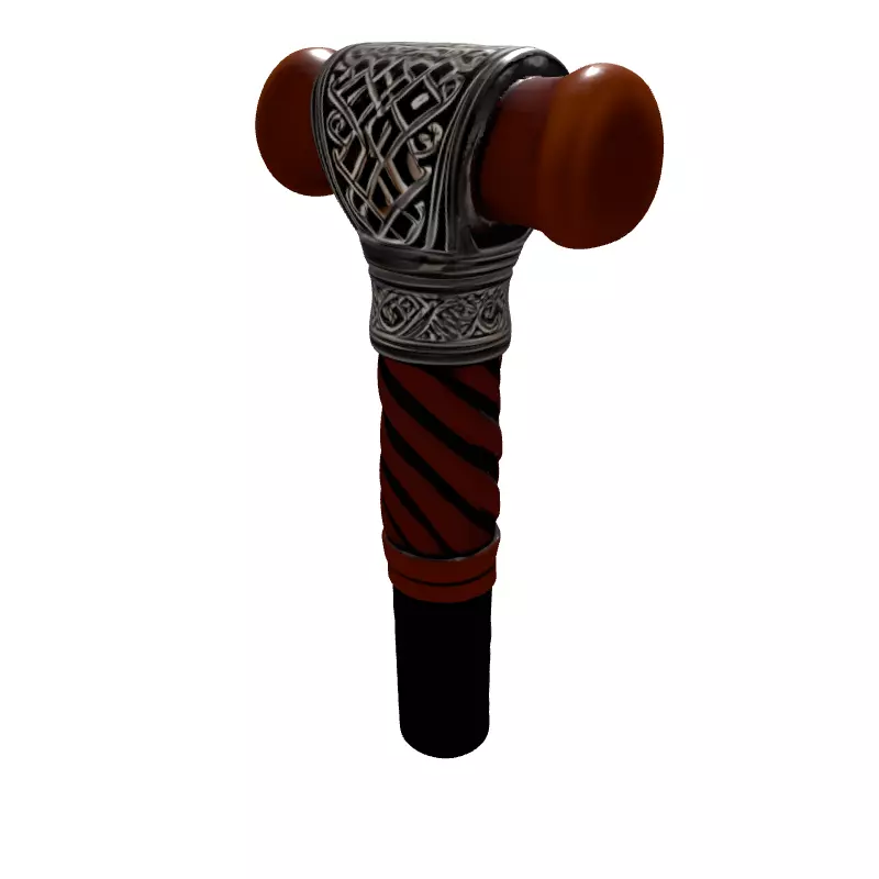 Ornate Celtic Staff Handle Low-poly 3D model_6