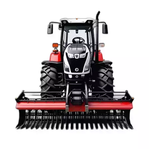 Modern Agricultural Tractor with Cultivator Low-poly 3D model